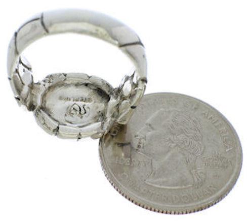 Native American Design Multicolor Silver Ring Size 7-1/4 WX39714